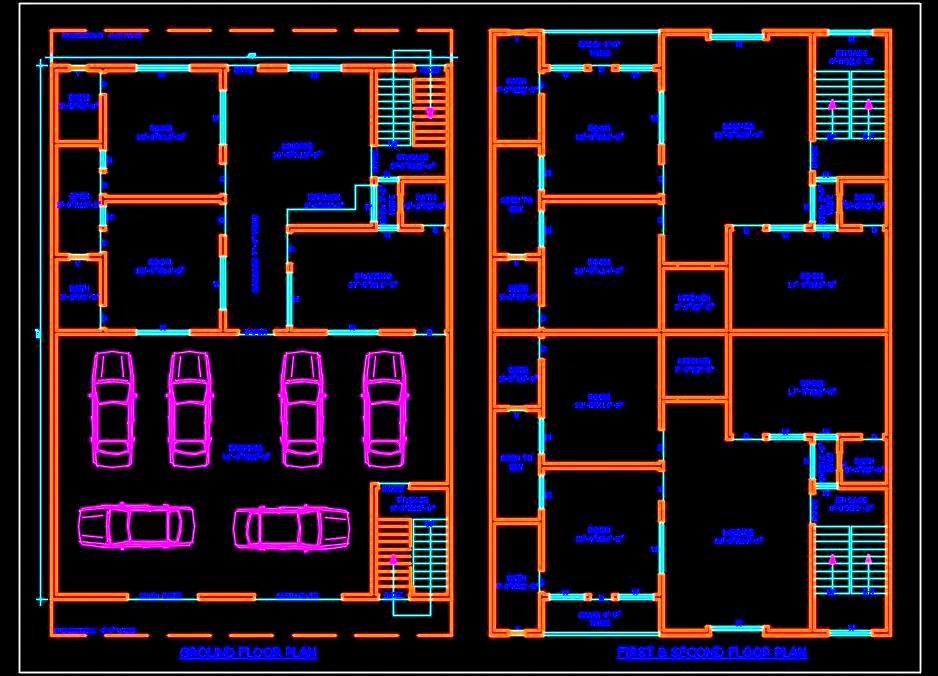 Multi-Family Residential Building 45'x60' - Free CAD File